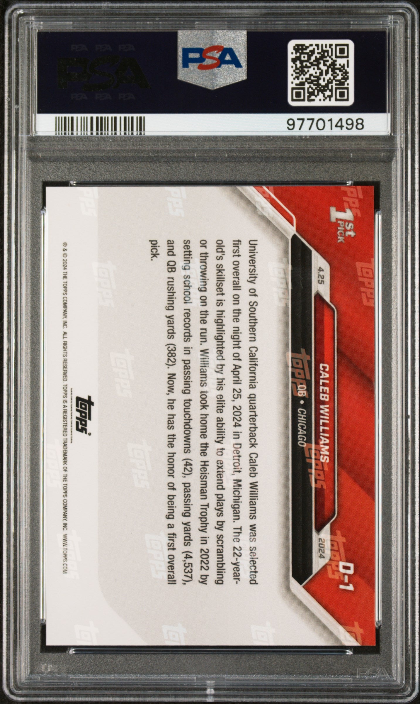 #D1 Caleb Williams 2024 Topps Now 10 GEM-MT sports