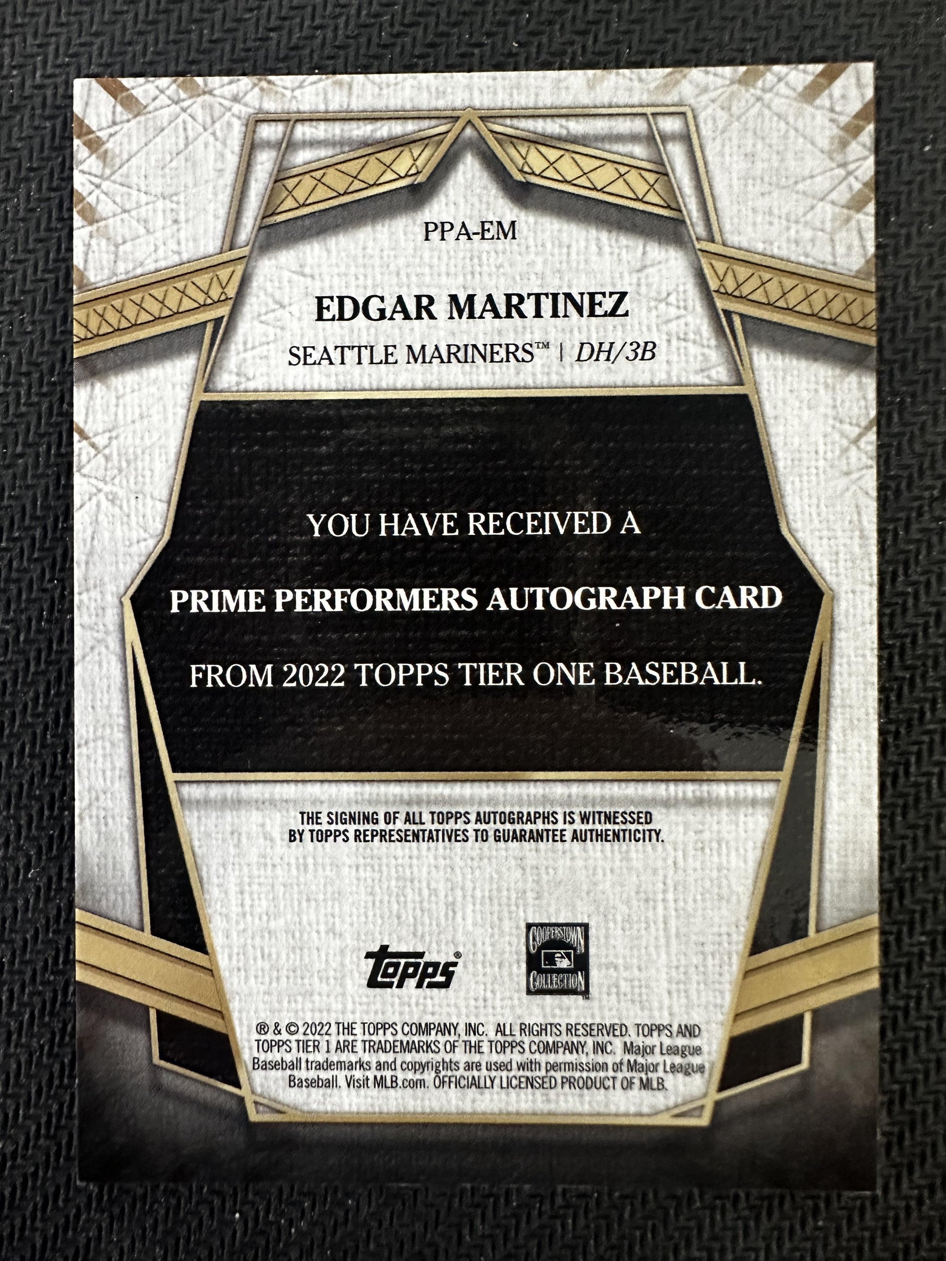 #PPA-EM Edgar Martinez 2022 Topps Tier One - Prime Performers Auto /125 Mariners