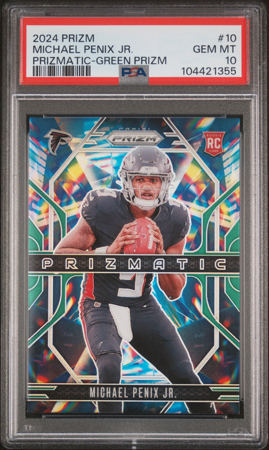 #10 Michael Penix Jr. 2024 Panini Prizm Prizmatic 10 Prizmatic-Green Prizm