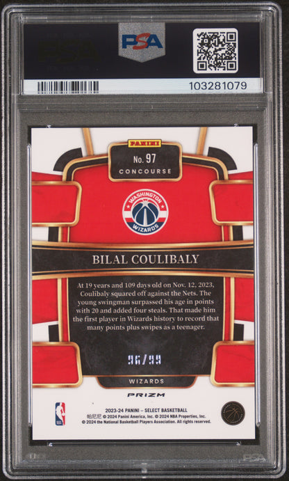 #97 Bilal Coulibaly 2023 Panini Select 9 MT sports Pink Cracked Ice