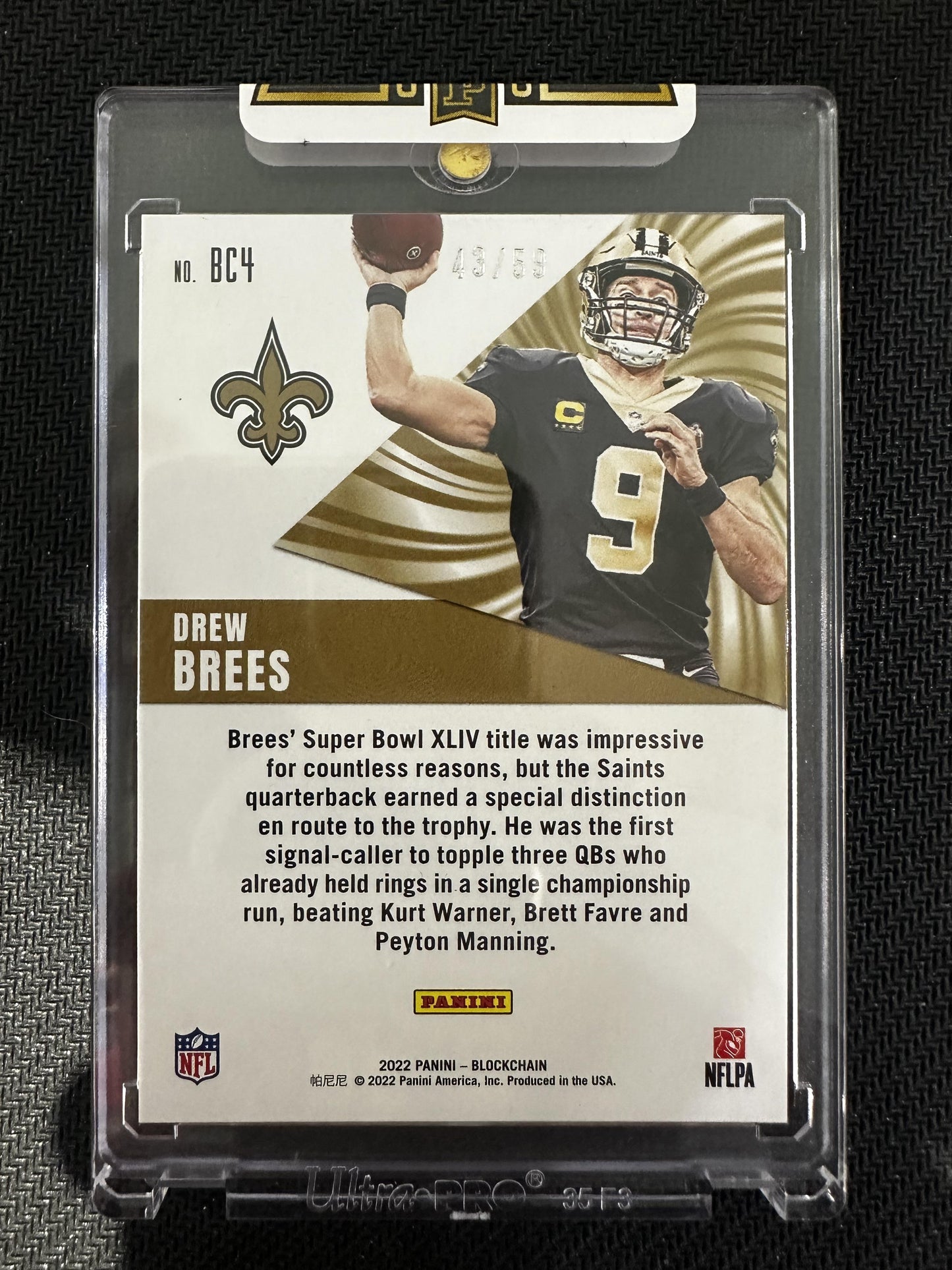 #BC4 Drew Brees 2022 Panini Blockchain Blue Chips /59