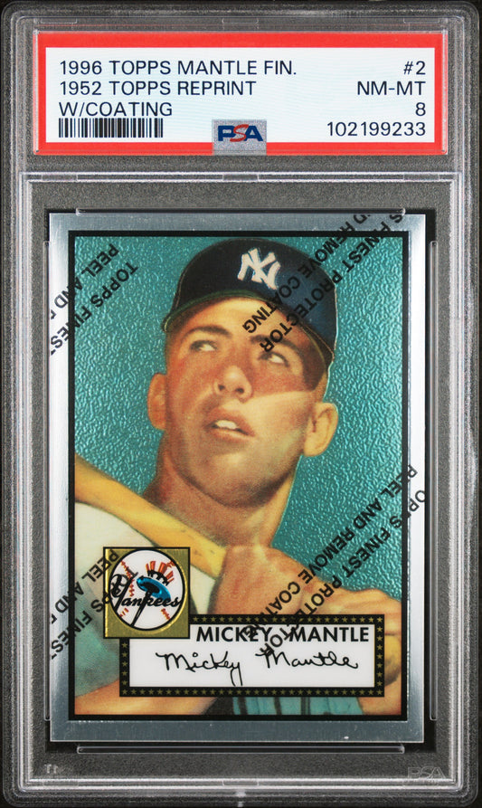 #2 1952 Topps Reprint 1996 Topps Mantle Finest 8 NM-MT sports W/Coating