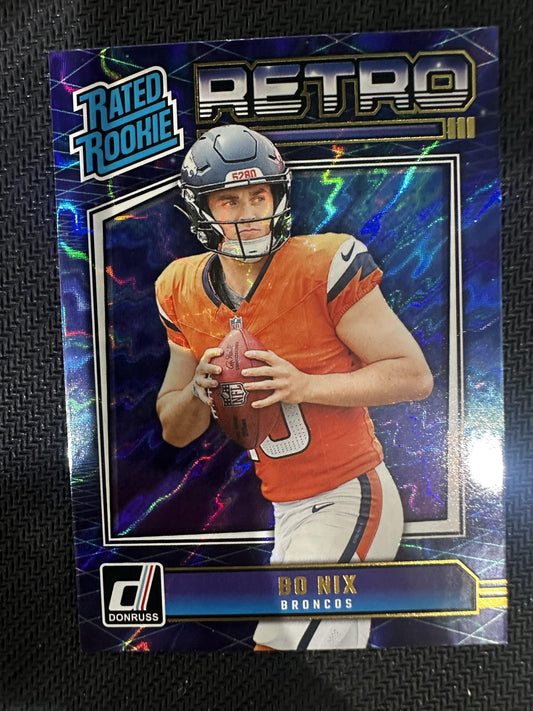 #19 Bo Nix 2024 Donruss Denver Broncos sports Rated Rookies Retro