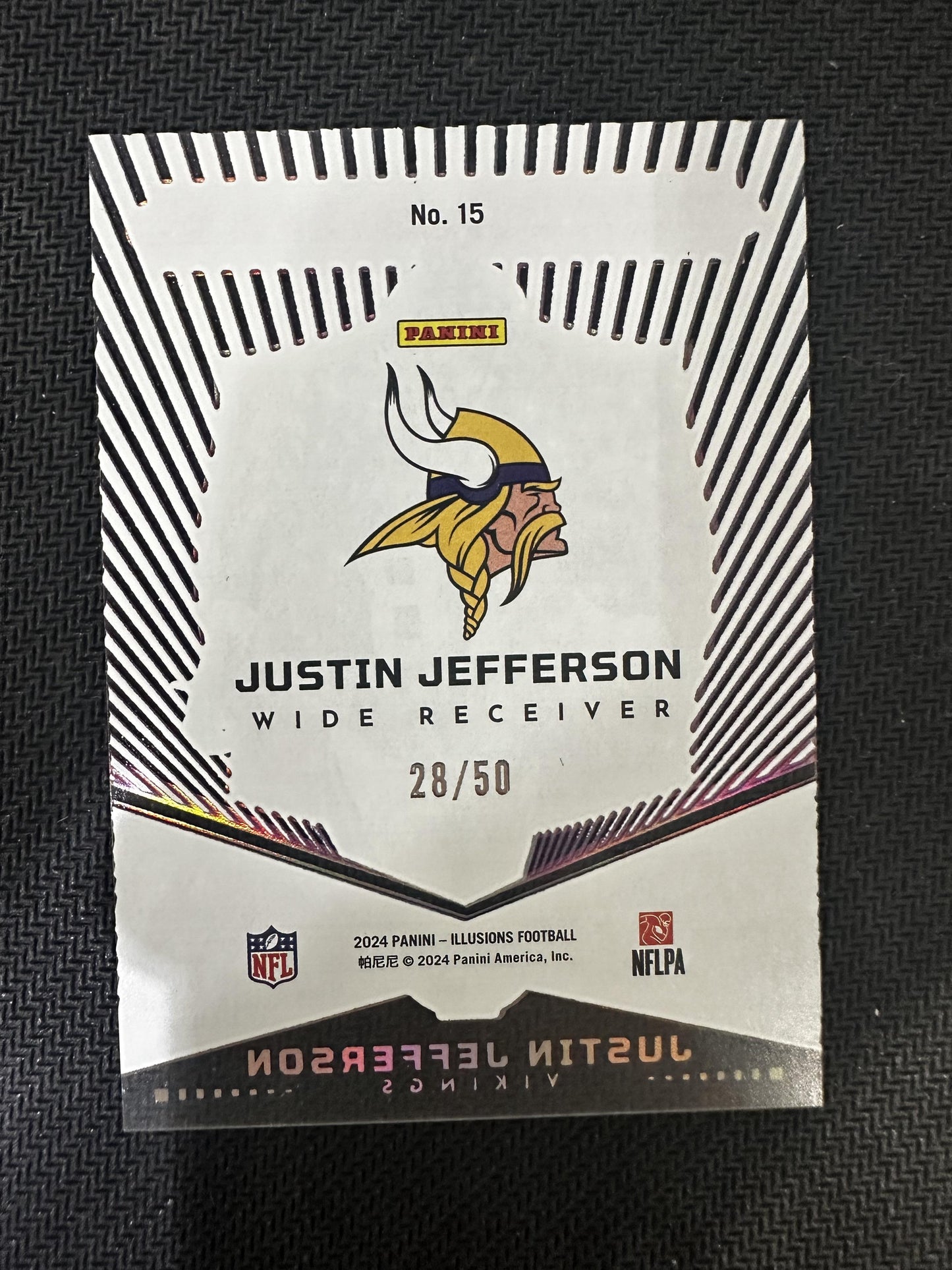#15 Justin Jefferson 2024 Panini Illusions Abracadabra Purple /50