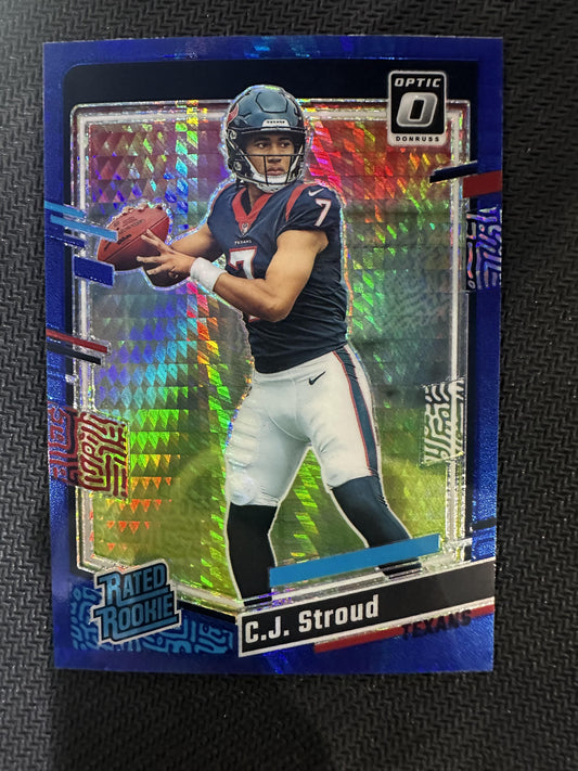 #244 C.J. Stroud 2023 Donruss Optic RC Rookie Houston Texans sports Blue Hyper