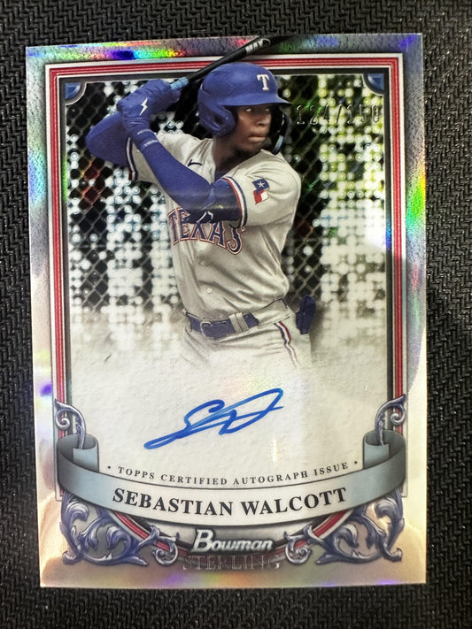 #PA-SW Sebastian Walcott 2024 Bowman Sterling Auto /150 Rangers Prospect Auto