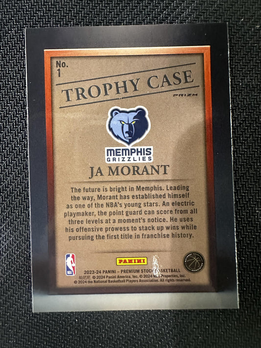#1 Ja Morant 2023-24 Panini Premium Stock Memphis Grizzlies Trophy Case Premium