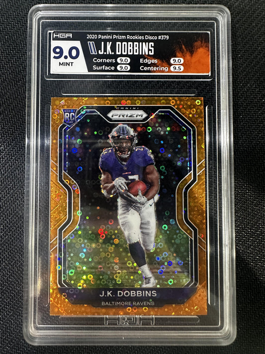 #379 J.K. Dobbins 2020 Panini Prizm RC Rookie Baltimore Ravens Disco