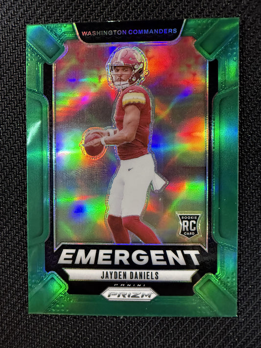 #2 Jayden Daniels 2024 Panini Prizm Washington Commanders sports Emergent Green