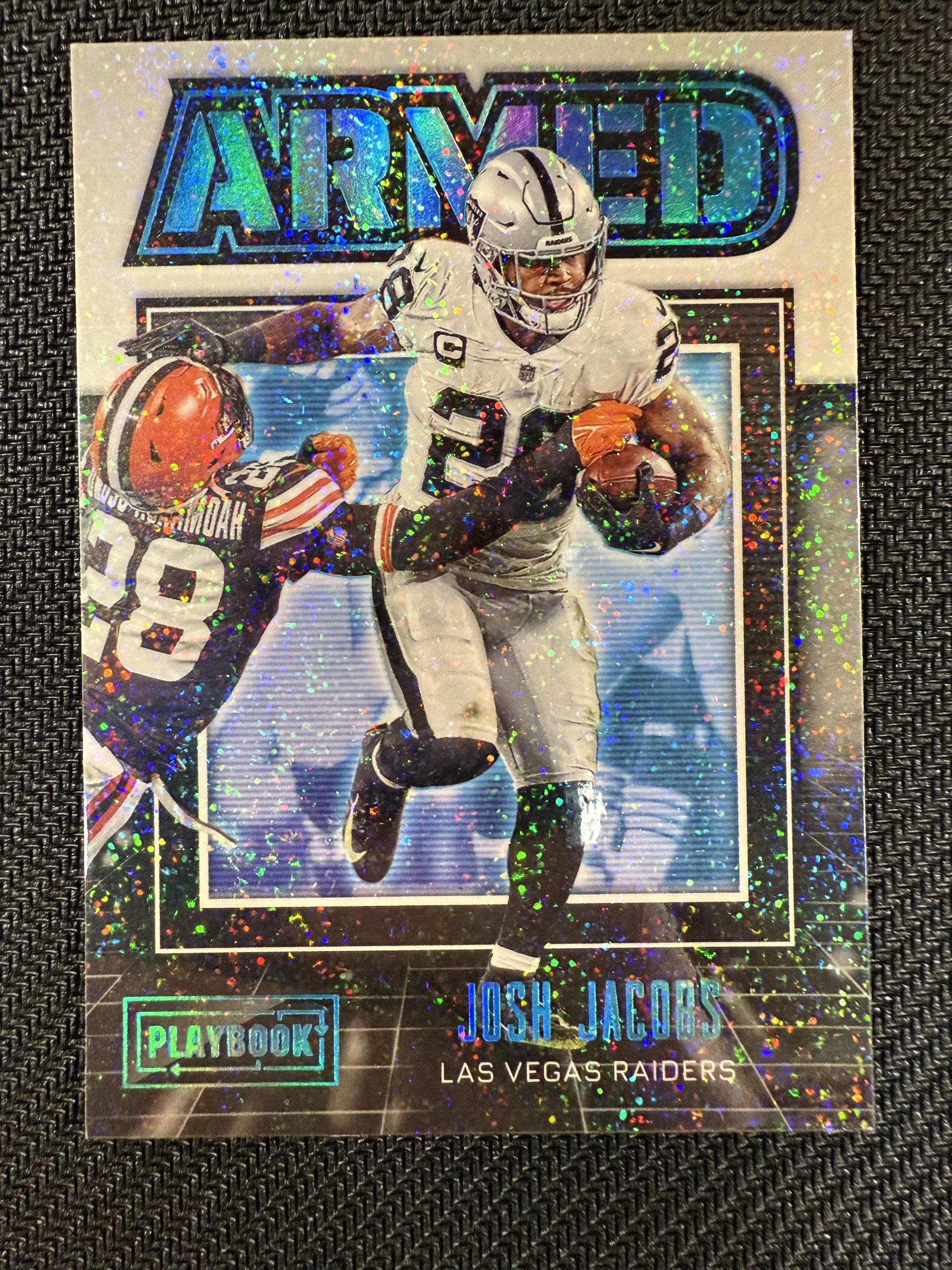 #A-7 Josh Jacobs 2022 Panini Playbook Las Vegas Raiders sports Armed