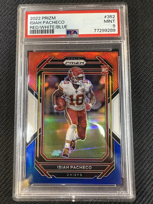 #352 Isiah Pacheco 2022 Panini Prizm RC Rookie Chiefs Red White and Blue