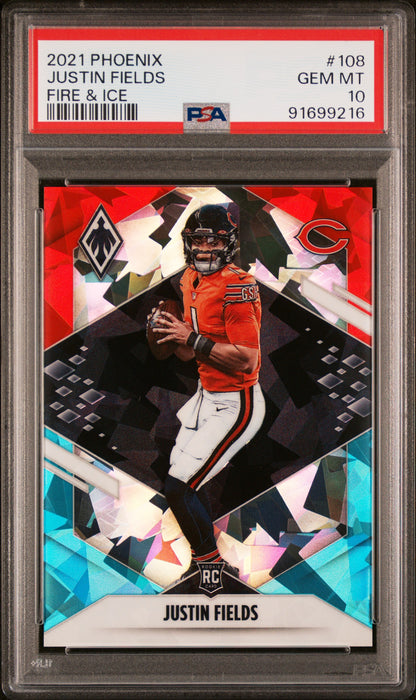 #108 Justin Fields 2021 Panini Phoenix 10 GEM-MT sports Fire & Ice