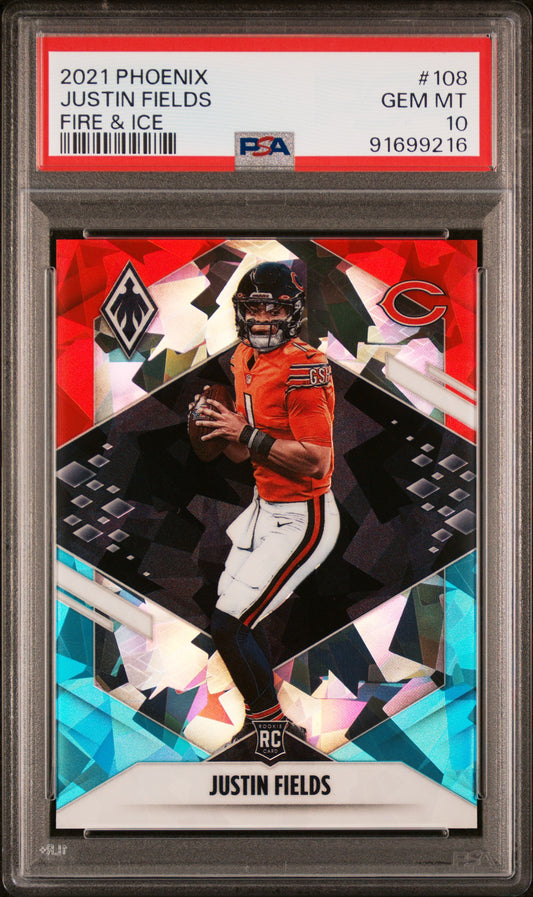 #108 Justin Fields 2021 Panini Phoenix 10 GEM-MT sports Fire & Ice