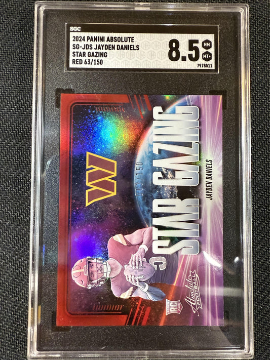 #SG-JDS Jayden Daniels 2024 Panini Absolute /150 8.5 Commanders Star Gazing Red