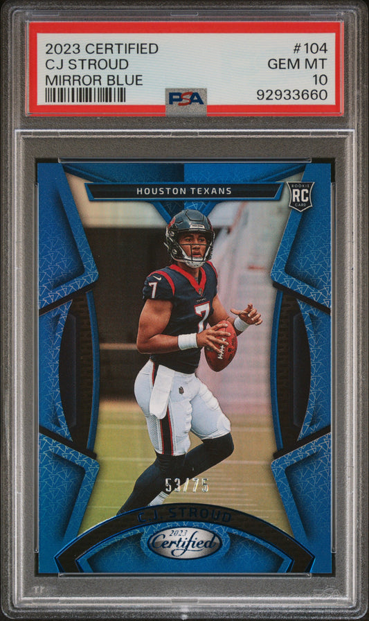 #104 Cj Stroud 2023 Panini Certified 10 GEM-MT Mirror Blue