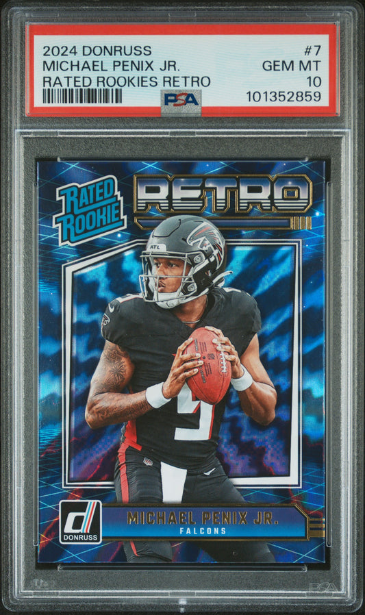 #7 Michael Penix Jr. 2024 Panini Donruss Rated Rookies Retro 10 GEM-MT sports