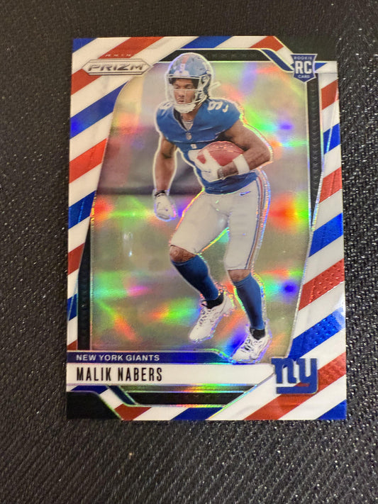 #370 Malik Nabers 2024 Panini Prizm RC Rookie New York Giants Red White and Blue