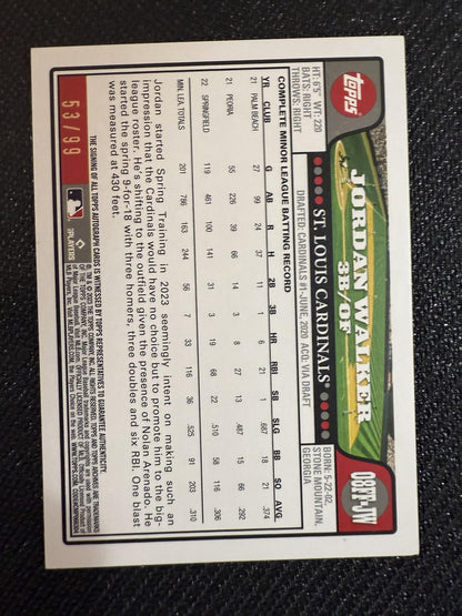 #08FF-JW Jordan Walker 2023 Topps Archives /99 Fan Favorites Auto Green