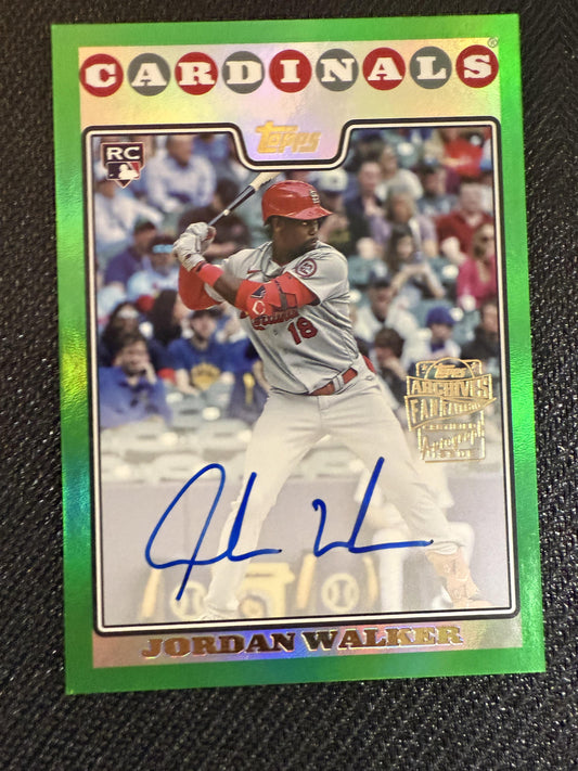#08FF-JW Jordan Walker 2023 Topps Archives /99 Fan Favorites Auto Green
