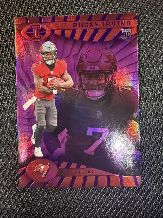 #85 Bucky Irving 2024 Panini Illusions SN #/99 Tampa Bay Buccaneers Purple