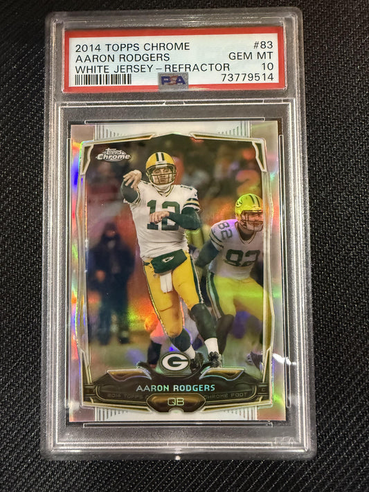 #83 Aaron Rodgers 2014 Topps Chrome Green Bay Packers sports Refractor