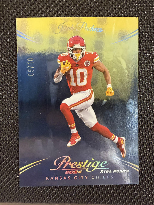 #144 Isiah Pacheco 2024 Panini Prestige SN #/10 Chiefs Platinum Xtra Points