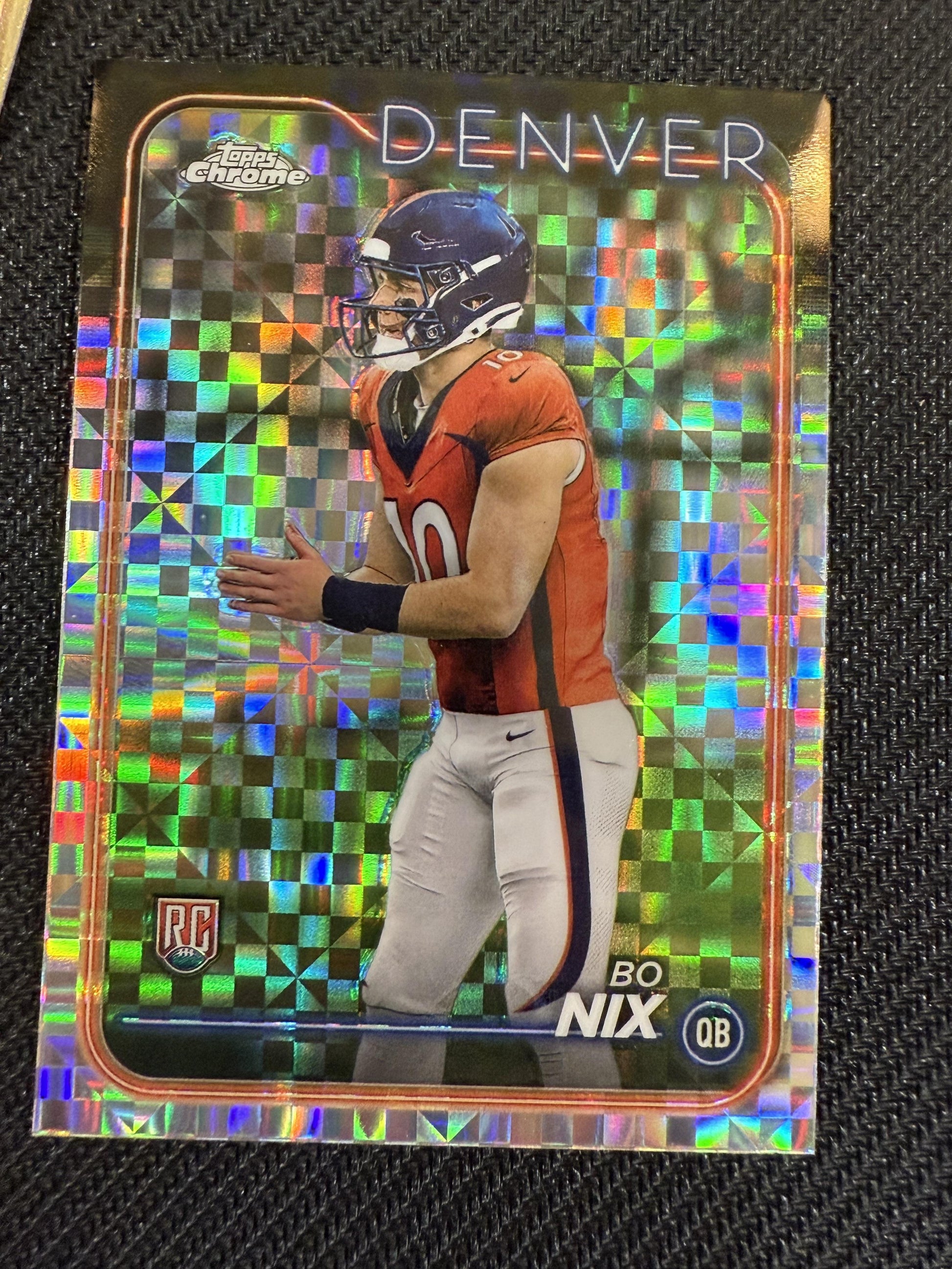 #206 Bo Nix 2024 Topps Chrome RC Rookie Denver Broncos sports X-Fractor