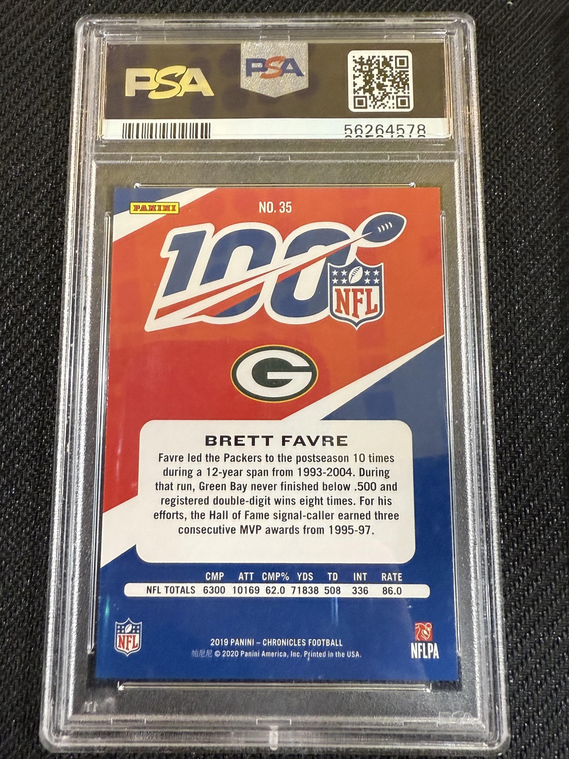 #35 Brett Favre 2019 Panini Chronicles SN #/99 Green Bay Packers NFL 100 Blue