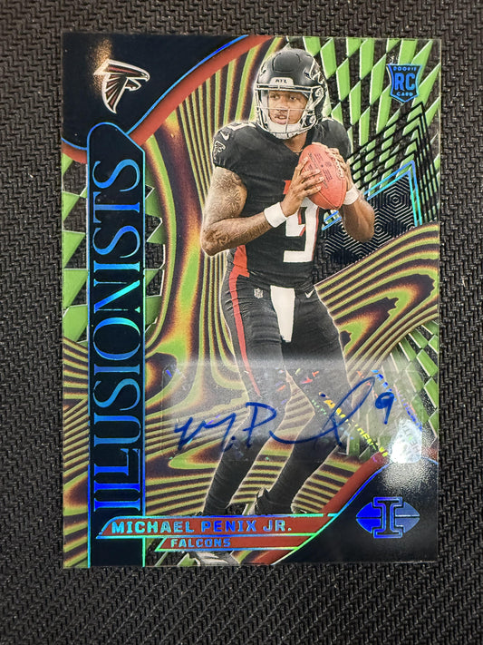 #9 Michael Penix Jr. 2024 Panini Illusions #/1 Falcons Illusionists Black Auto