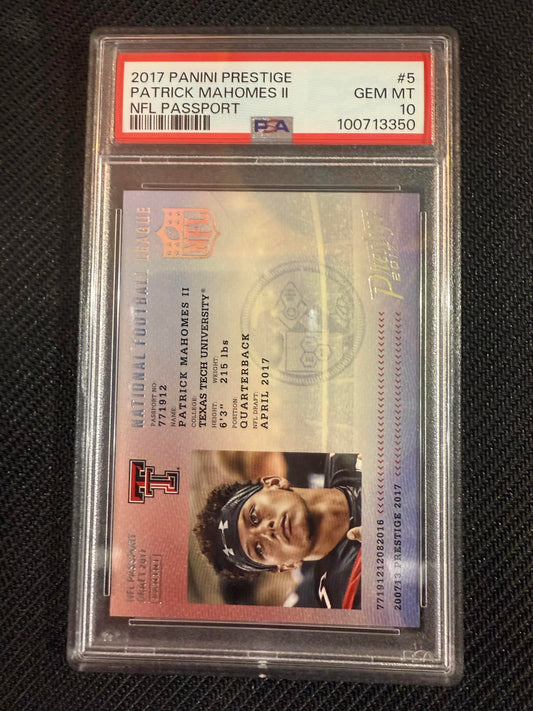 #5 Patrick Mahomes II 2017 Panini Prestige Texas Tech Red Raiders NFL Passport