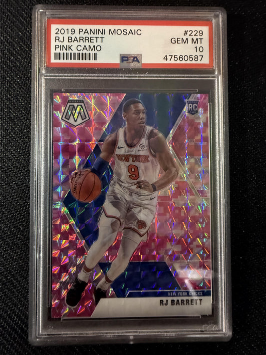 #229 Rj Barrett 2019 Panini Mosaic 10 Washington Nationals GEM-MT Pink Camo