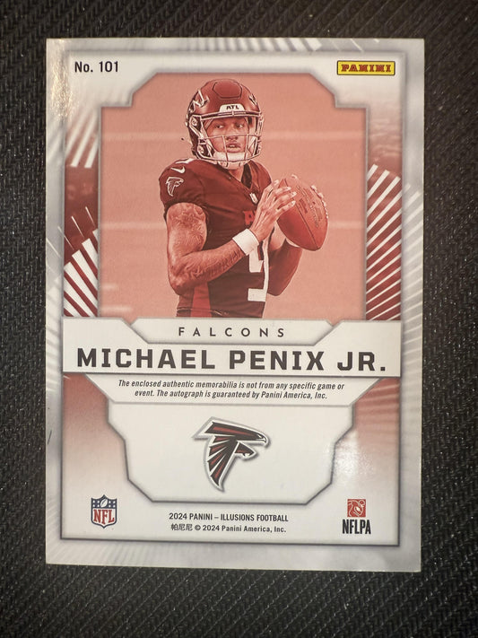 #101 Michael Penix Jr. 2024 Panini Illusions /99 First Impressions Auto Red
