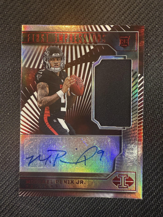#101 Michael Penix Jr. 2024 Panini Illusions /99 First Impressions Auto Red