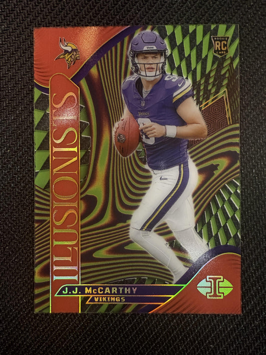 #8 J.J. McCarthy 2024 Panini Illusions SN #/199 Vikings Illusionists Red