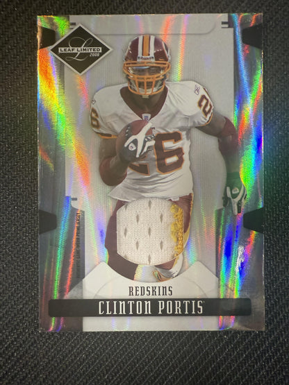 #100 Clinton Portis 2008 Leaf Limited SN,MEM #/50 Redskins Threads Prime