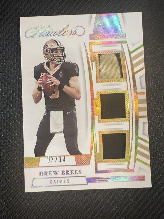 #M-DB Drew Brees 2022 Panini Flawless SN,MEM #/14 New Orleans Saints Mastercraft