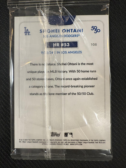 #108 Shohei Ohtani 2024 Topps 50/50 HR#53 SP Sealed