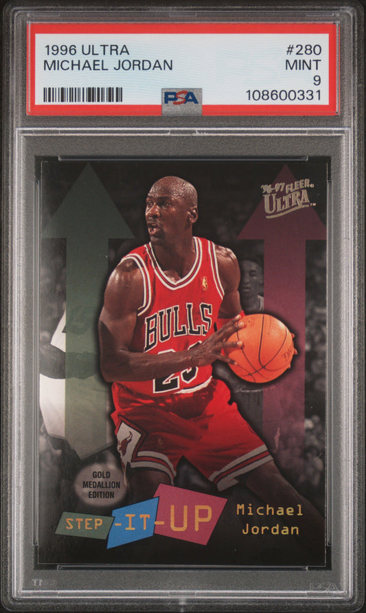 #G-280 Michael Jordan 1996-97 Ultra 9 Chicago Bulls MT sports Gold Medallion