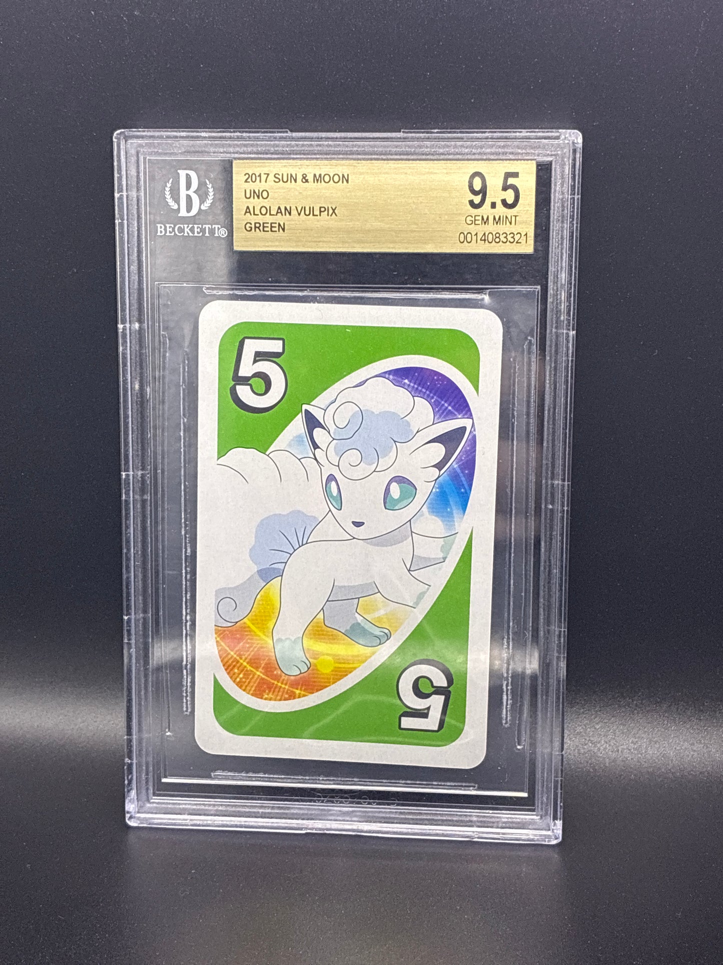 2017 Sun & Moon Alolan Vulpix (Green 5) UNO Card BGS 9.5