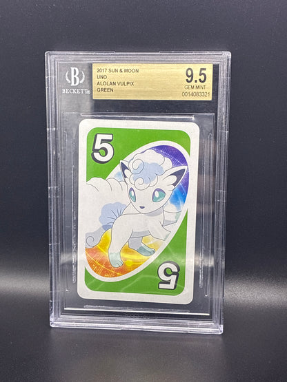 2017 Sun & Moon Alolan Vulpix (Green 5) UNO Card BGS 9.5