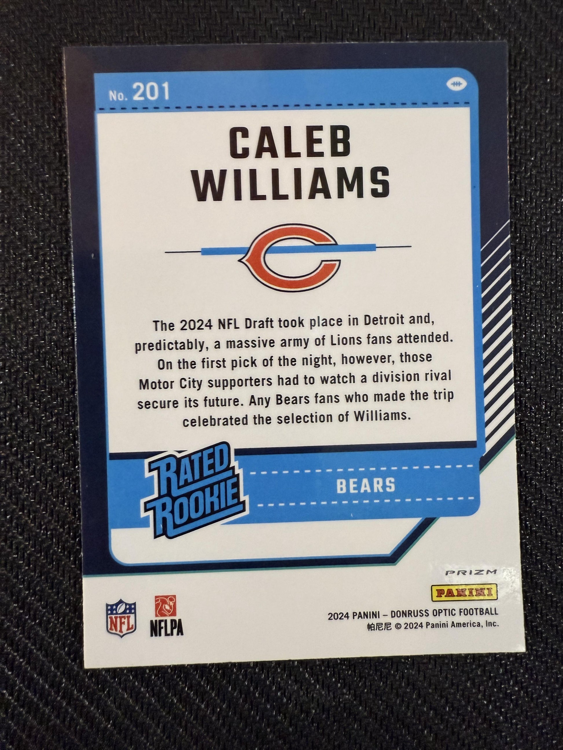 #201 Caleb Williams 2024 Donruss Optic Chicago Bears sports Holo