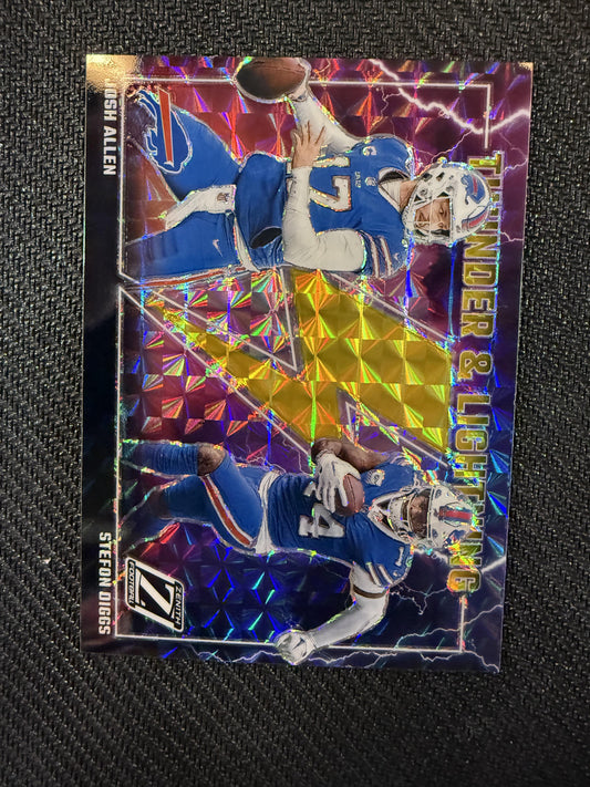 #3 Josh Allen / Diggs 2023 Panini Zenith /10 Bills Thunder and Lightning Gold
