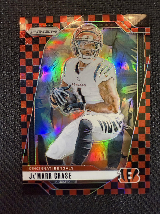 #57 Ja'Marr Chase 2024 Panini Prizm Black and Red Checker