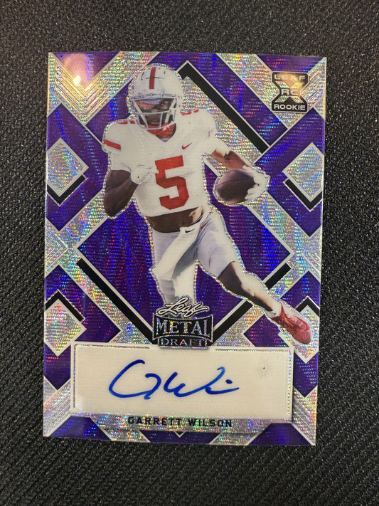 #BA-GW1 Garrett Wilson 2022 Leaf Metal Draft Auto /20 Buckeyes Auto Wave Purple