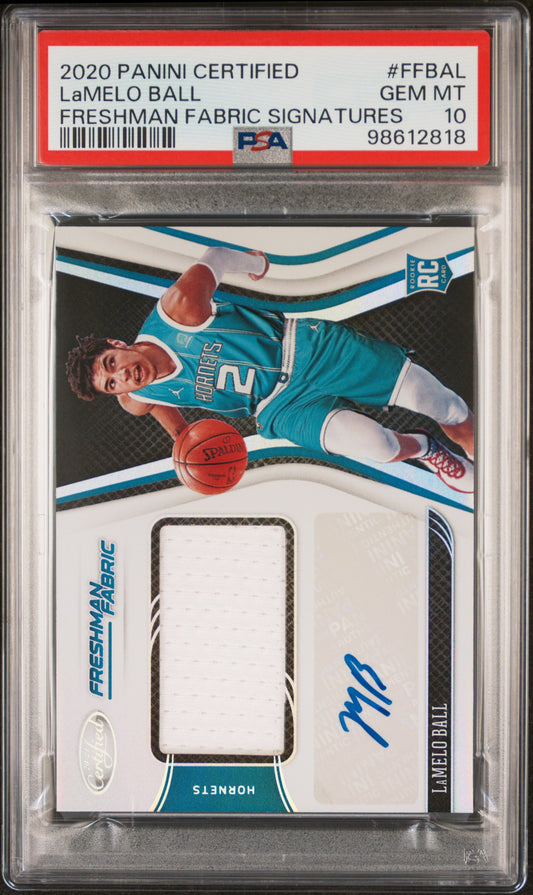 #FFBAL Lamelo Ball 2020 Panini Certified 10 GEM-MT Freshman Fabric Signatures