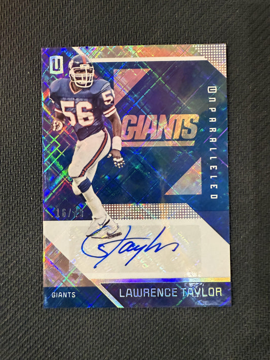 #103 Lawrence Taylor 2016 Panini Unparalleled SN,AU Auto #/49 Giants Auto Blue