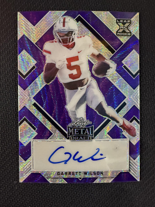 #BA-GW1 Garrett Wilson 2022 Leaf Metal Draft SN,AU Auto /30 Buckeyes Blue