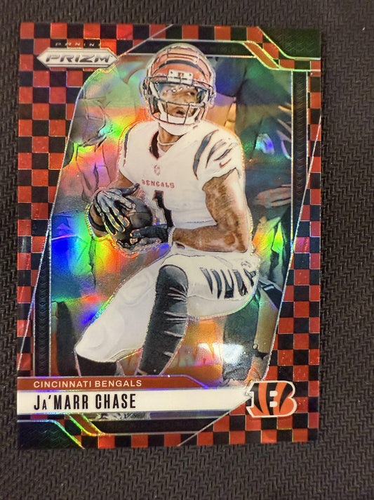 #57 Ja'Marr Chase 2024 Panini Prizm Cincinnati Bengals Black and Red Checker
