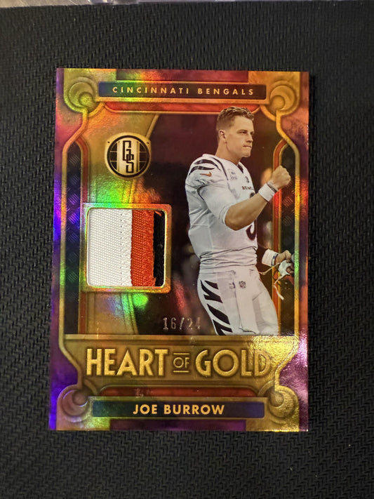 #18 Joe Burrow 2023 Panini Gold Standard /24 Heart of Gold Threads Rose Gold