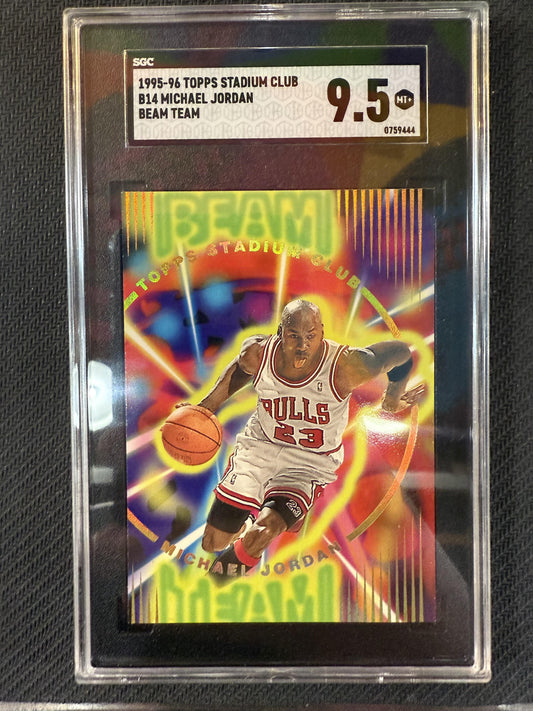 #B14 Michael Jordan 1995-96 Stadium Club 9.5 Chicago Bulls MT+ sports Beam Team
